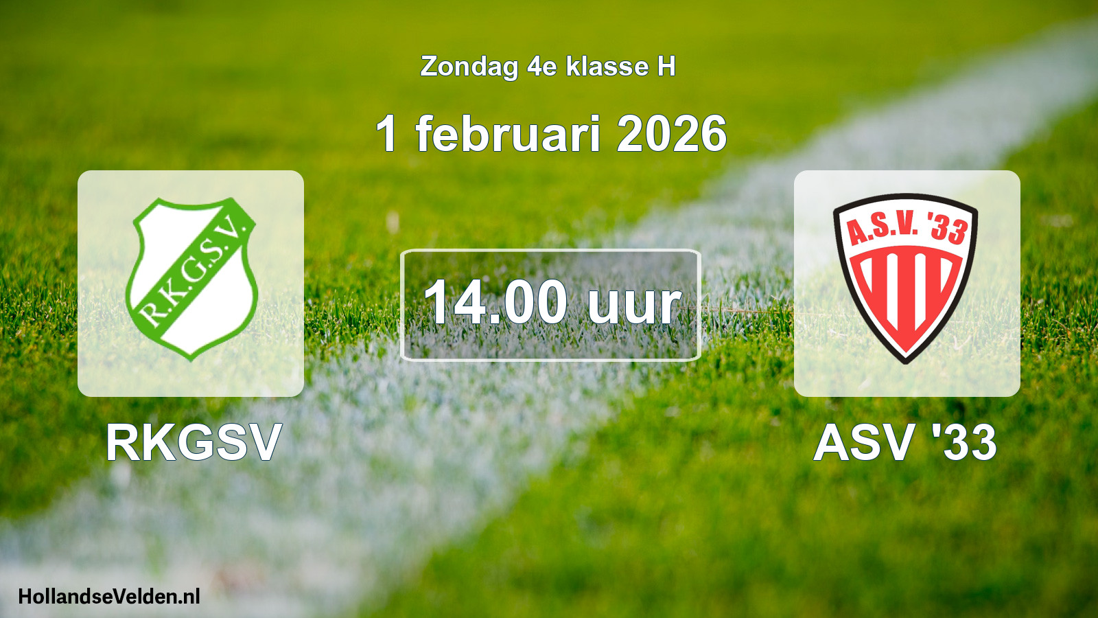 Geplande wedstrijd: RKGSV - ASV '33 (1 februari 2026)
