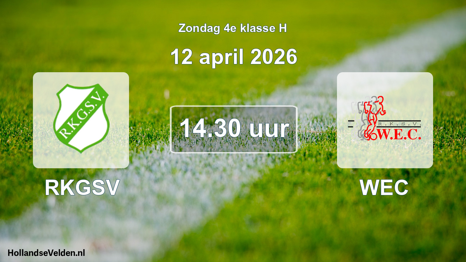 Geplande wedstrijd: RKGSV - WEC (12 april 2026)