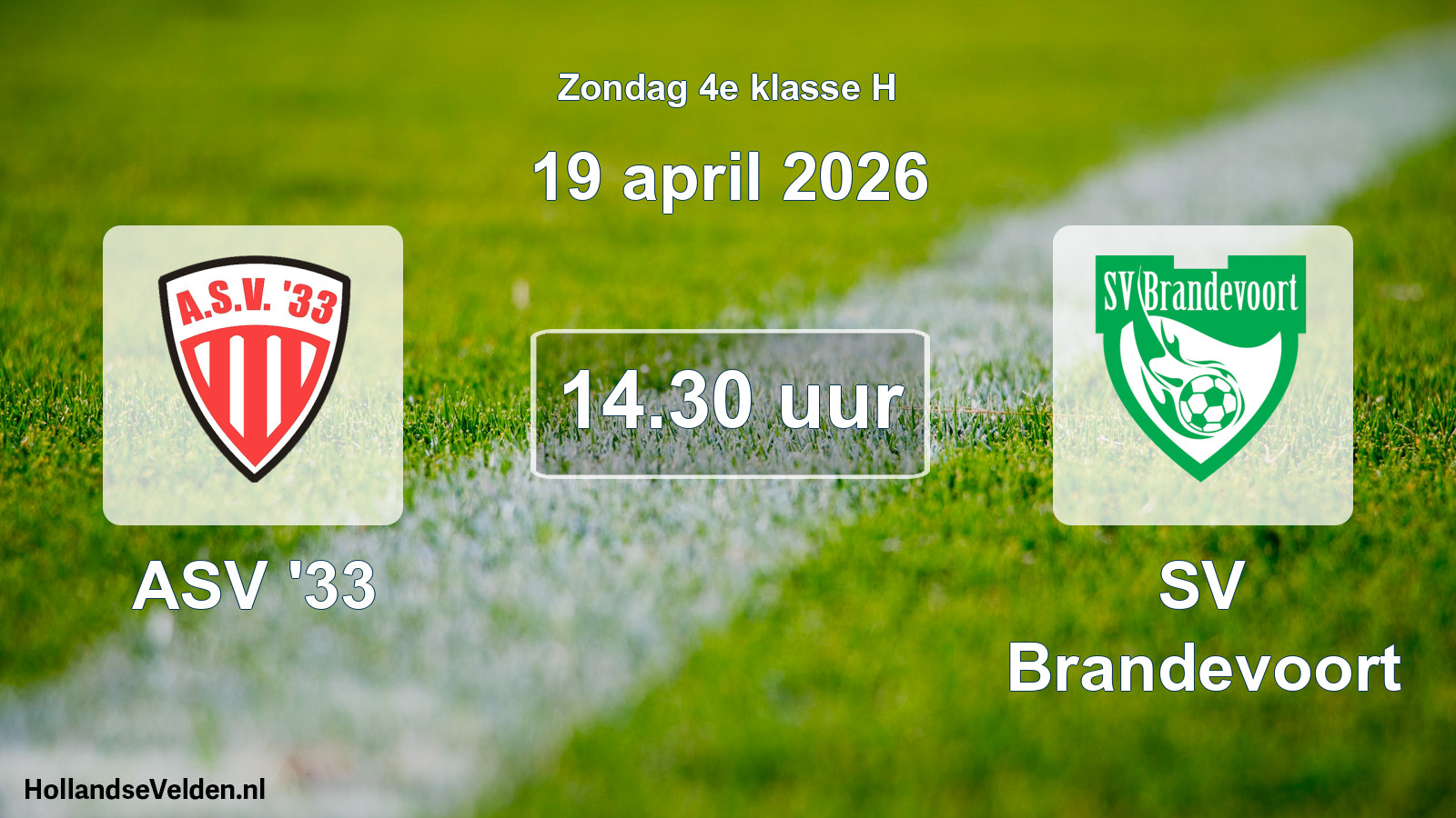 Geplande wedstrijd: ASV '33 - SV Brandevoort (19 april 2026)