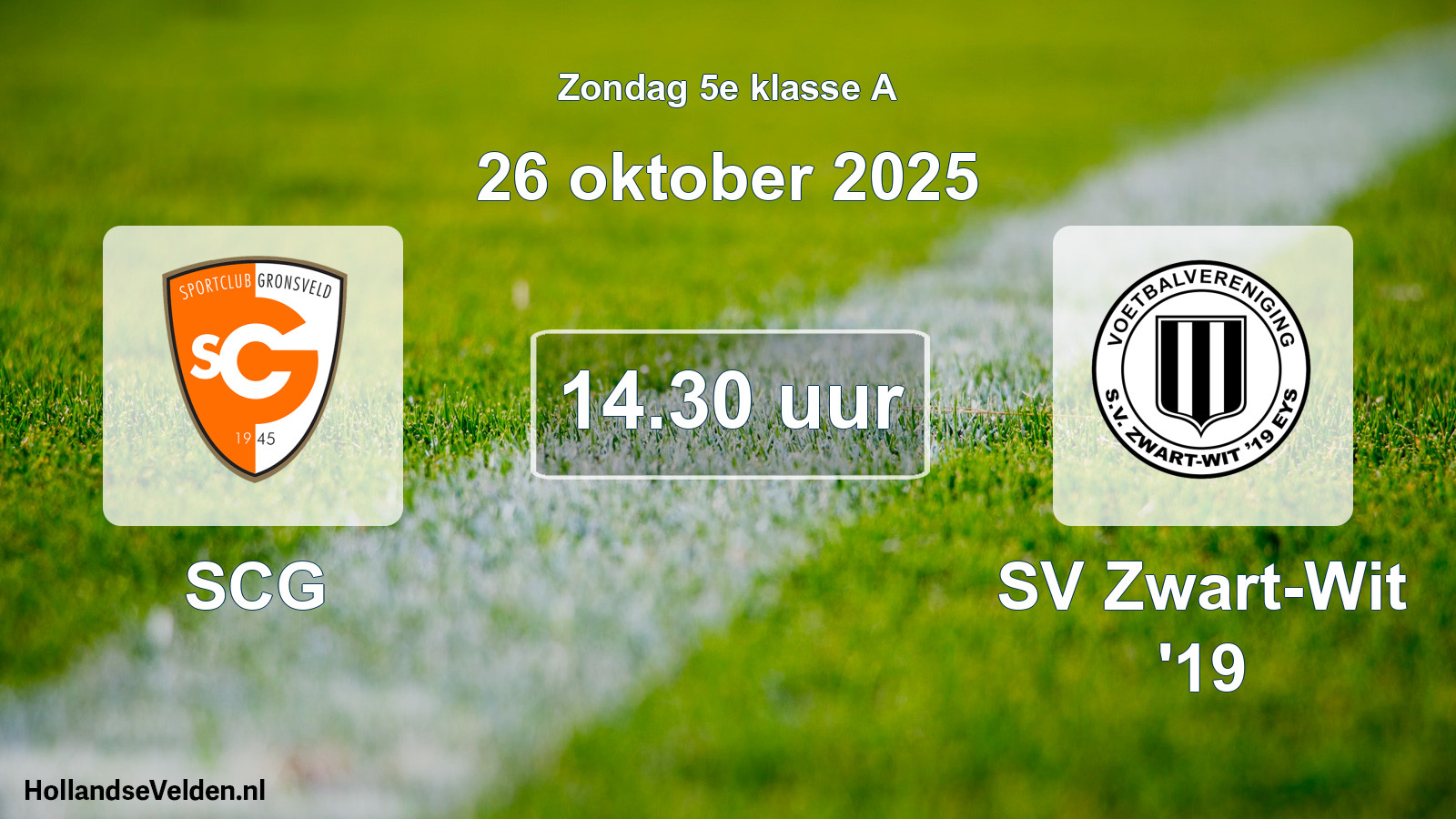 Scheduled Match: SCG - SV Zwart-Wit '19 (26 October 2025)