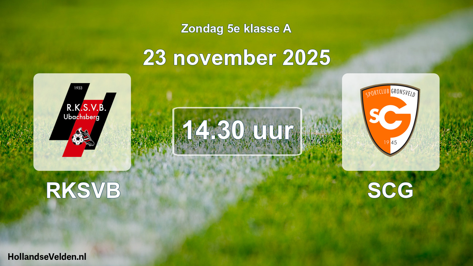 Geplande wedstrijd: RKSVB - SCG (23 november 2025)