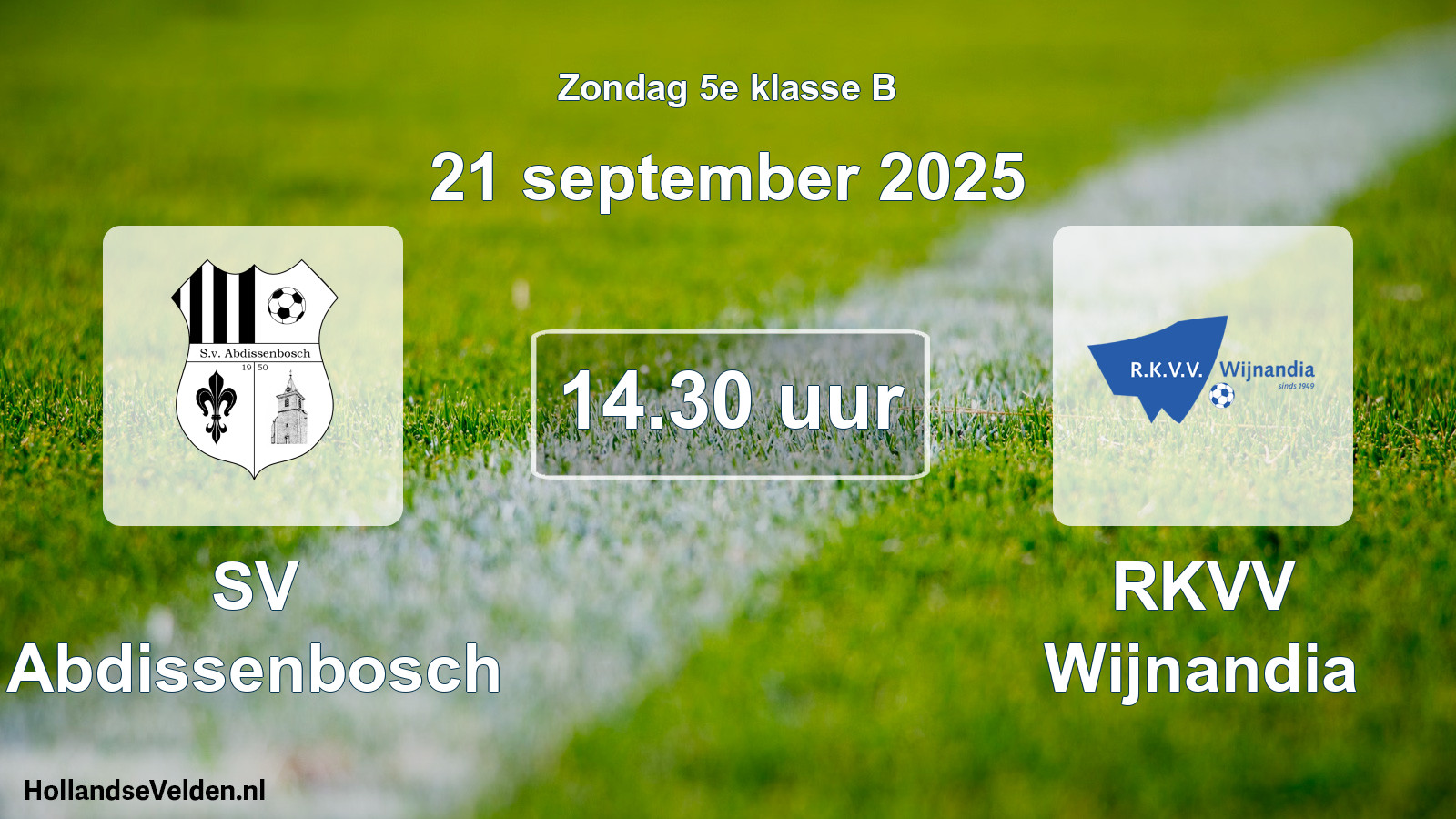 Geplande wedstrijd: SV Abdissenbosch - RKVV Wijnandia (21 september 2025)