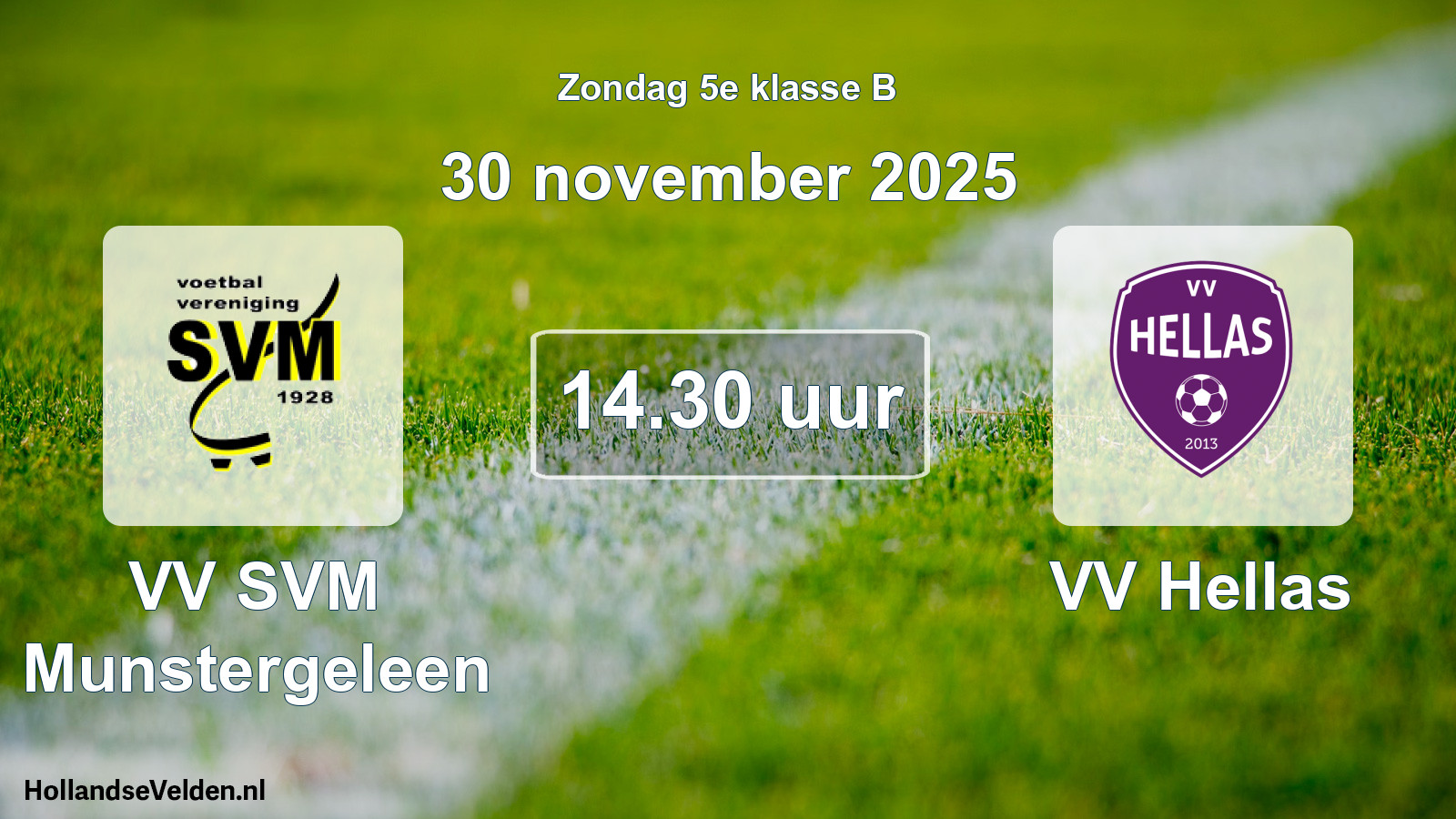 Scheduled Match: VV SVM Munstergeleen - VV Hellas (30 November 2025)