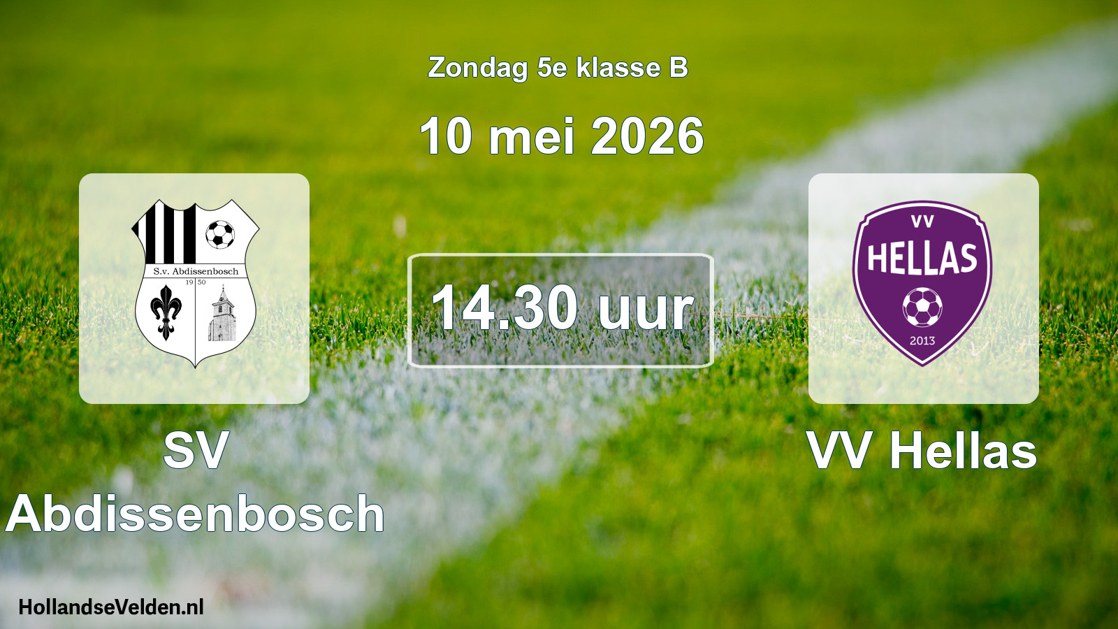 Geplande wedstrijd: SV Abdissenbosch - VV Hellas (10 mei 2026)