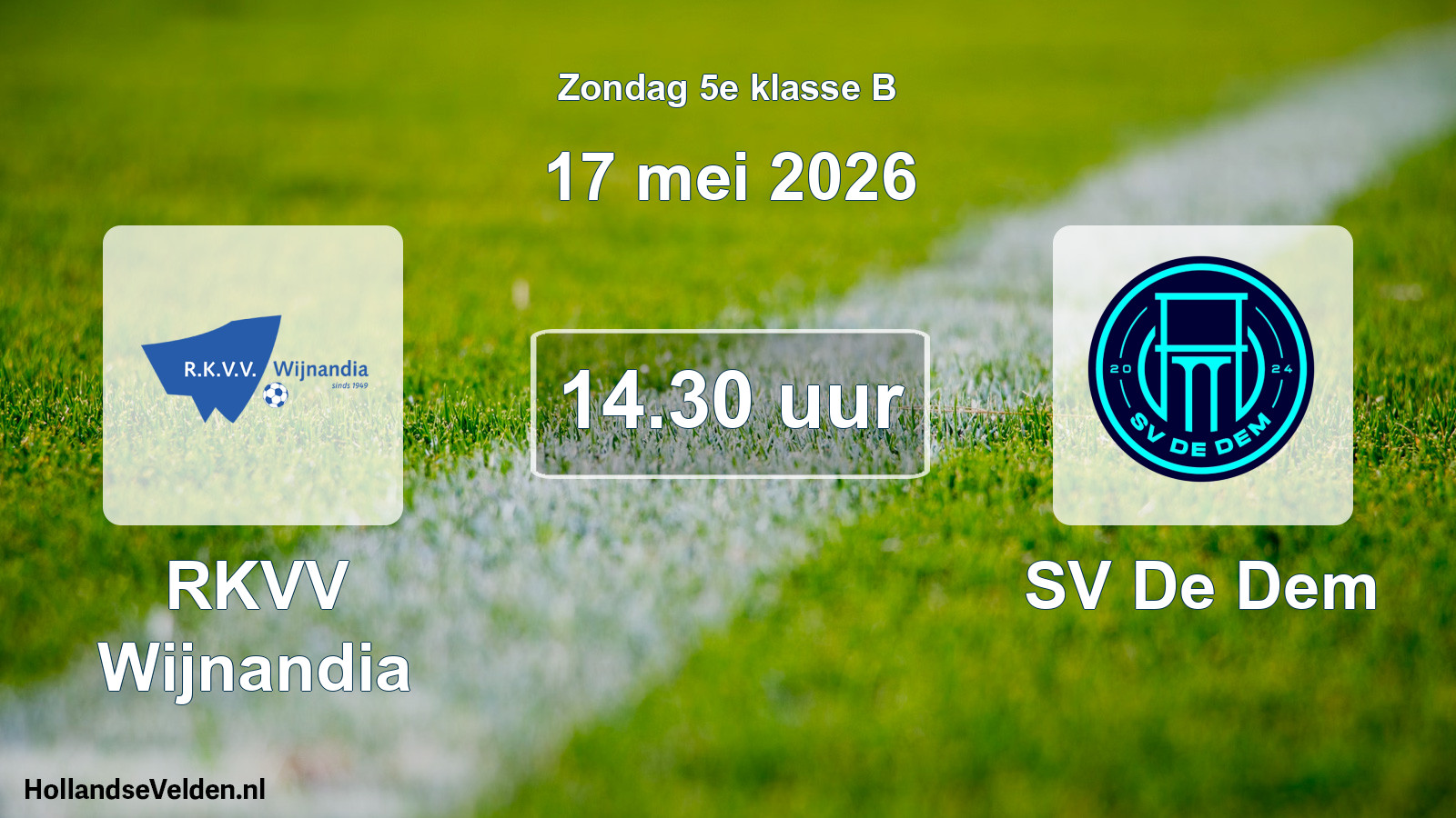 Scheduled Match: RKVV Wijnandia - SV De Dem (17 May 2026)