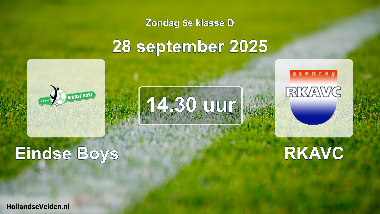 Geplande wedstrijd: Eindse Boys - RKAVC (28 september 2025)
