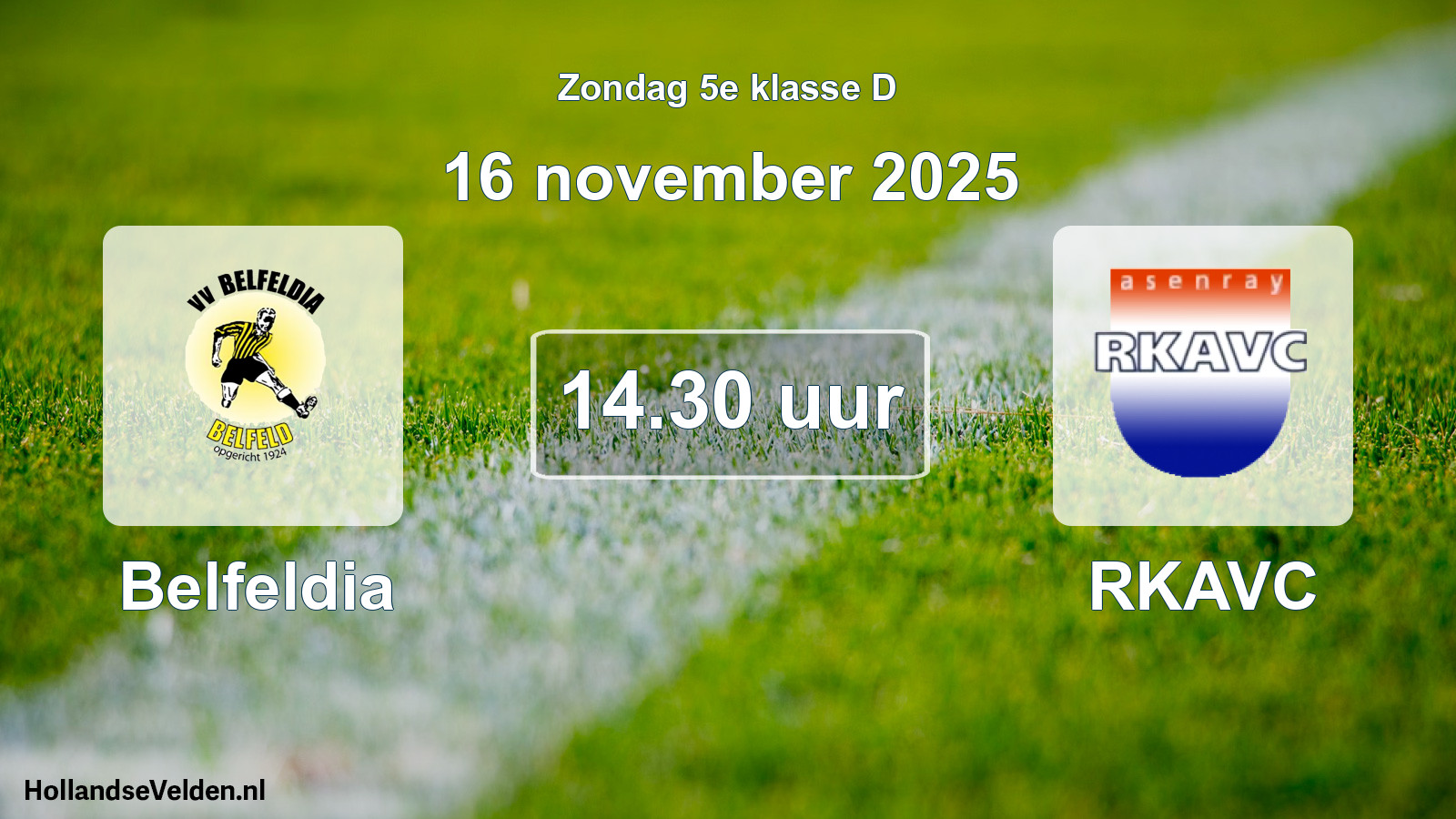 Geplande wedstrijd: Belfeldia - RKAVC (16 november 2025)