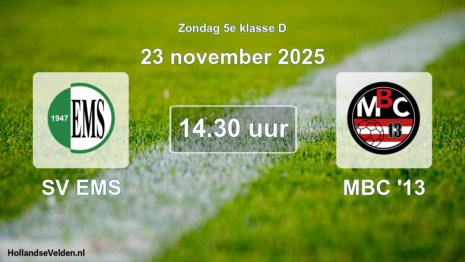 Geplande wedstrijd: SV EMS - MBC '13 (23 november 2025)