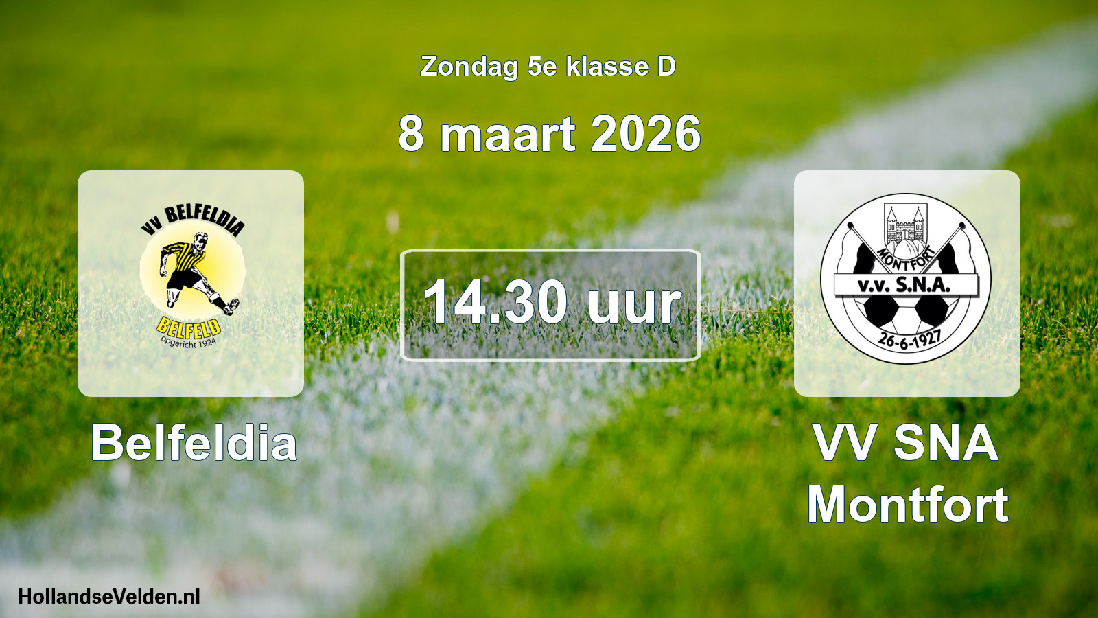 Geplande wedstrijd: Belfeldia - VV SNA Montfort (8 maart 2026)