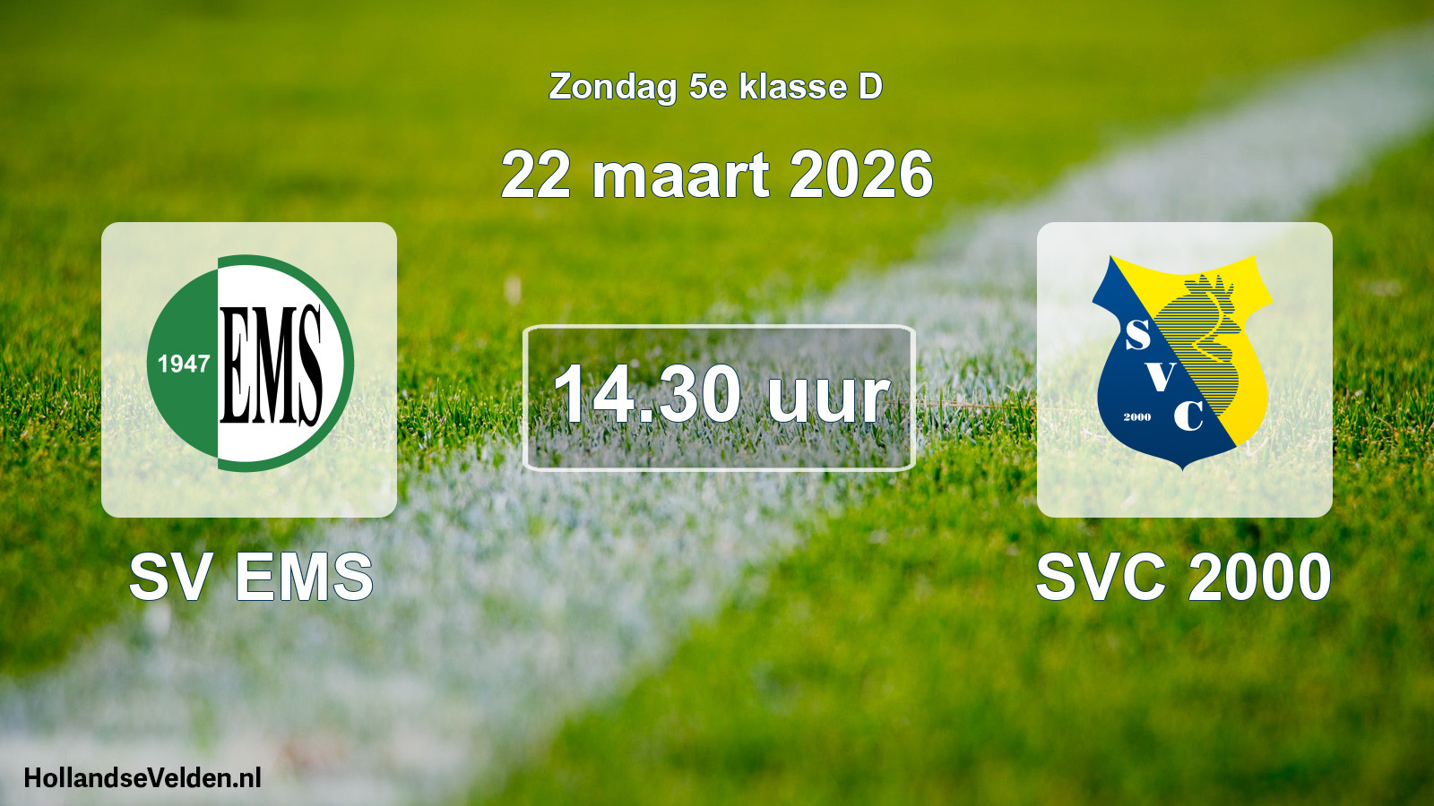 Geplande wedstrijd: SV EMS - SVC 2000 (22 maart 2026)