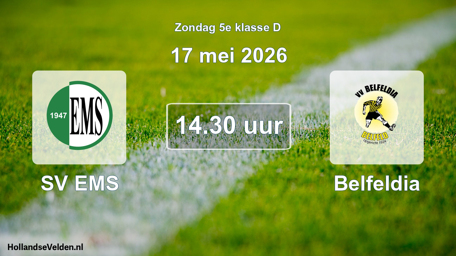 Geplande wedstrijd: SV EMS - Belfeldia (17 mei 2026)