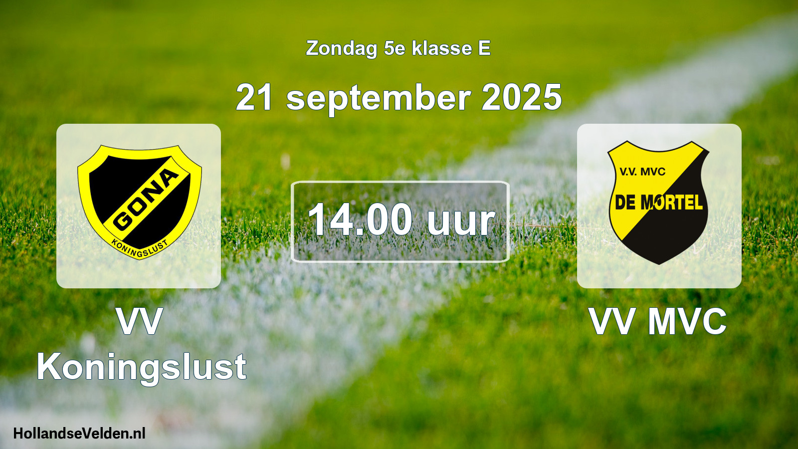 Geplande wedstrijd: VV Koningslust - VV MVC (21 september 2025)
