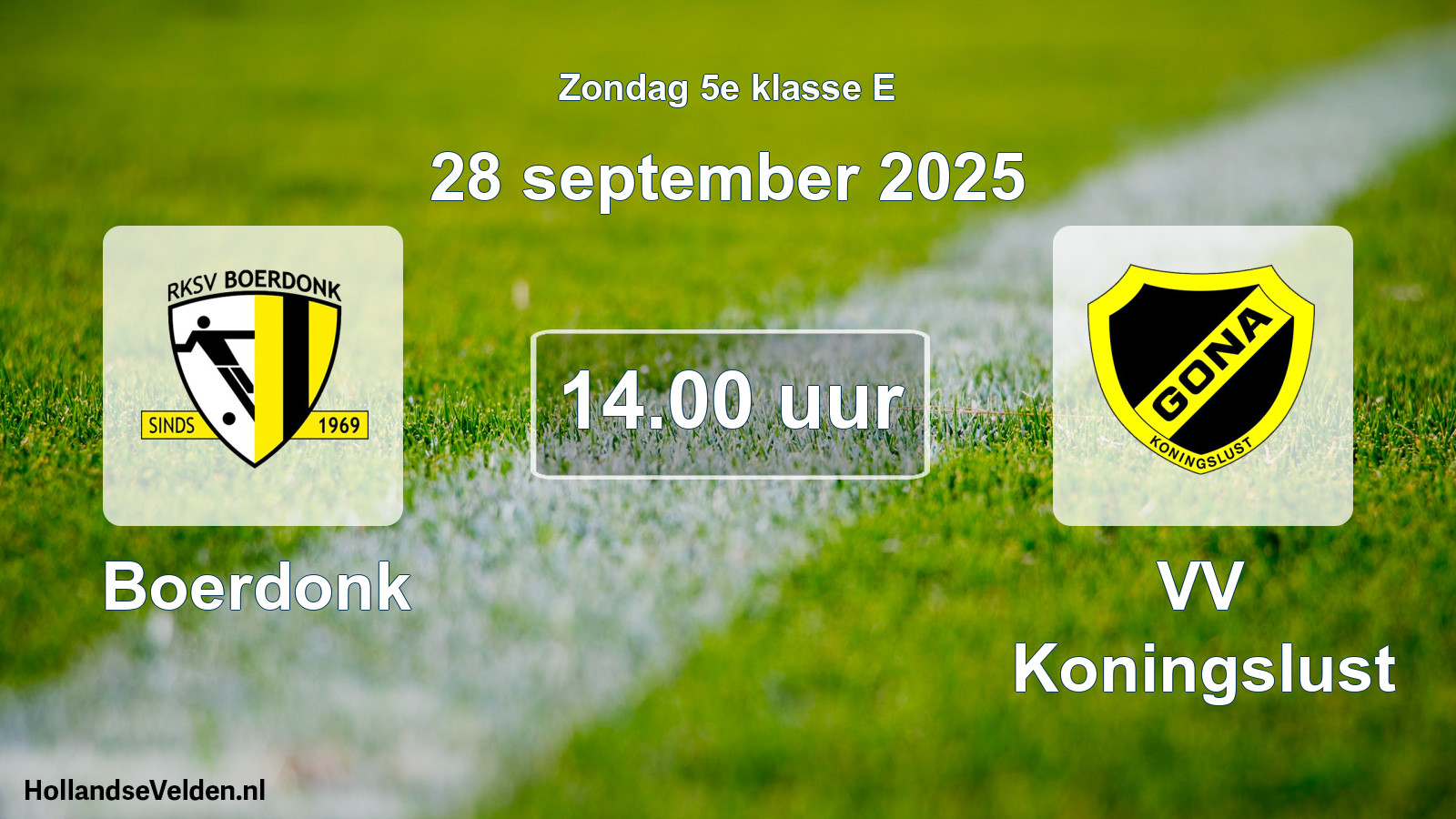 Scheduled Match: Boerdonk - VV Koningslust (28 September 2025)