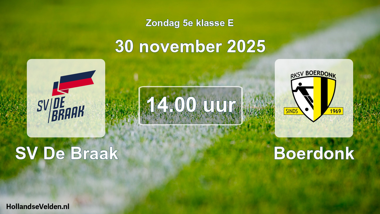 Scheduled Match: SV De Braak - Boerdonk (30 November 2025)