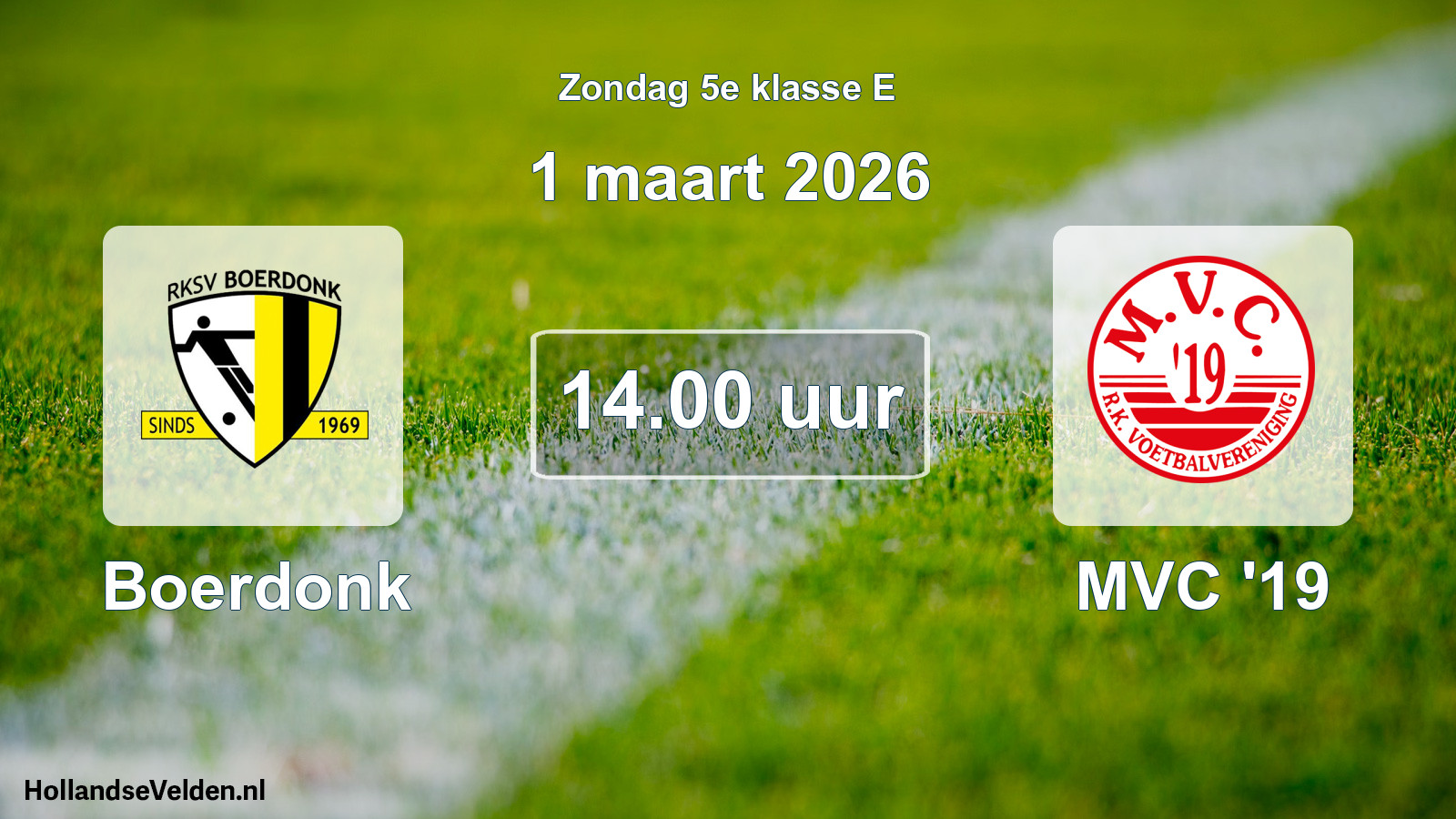 Geplande wedstrijd: Boerdonk - MVC '19 (1 maart 2026)