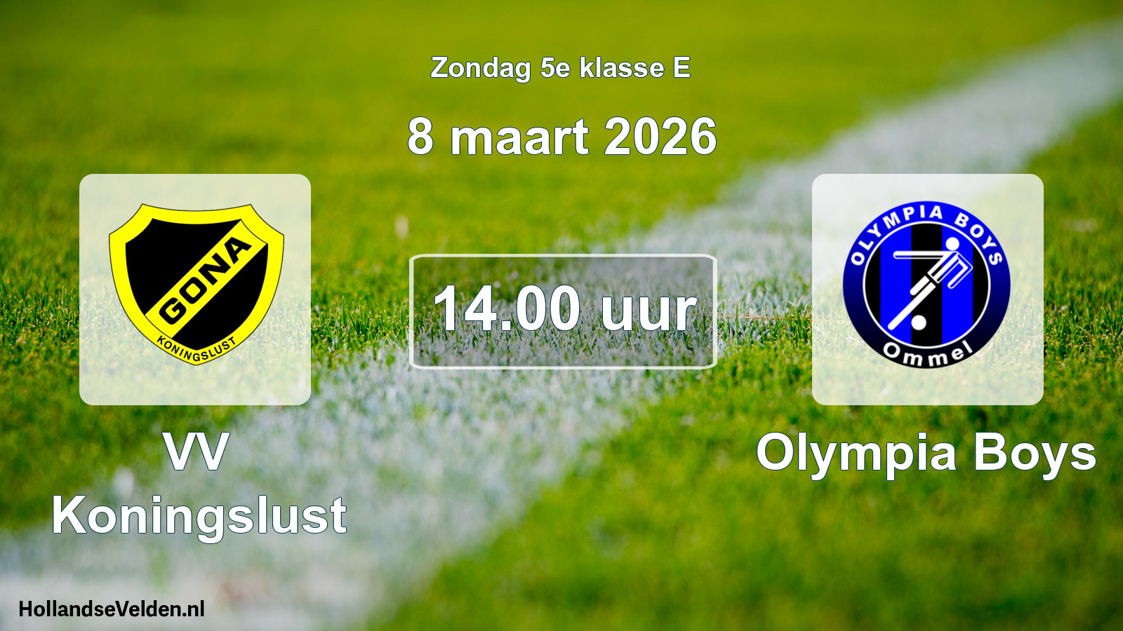 Scheduled Match: VV Koningslust - Olympia Boys (8 March 2026)