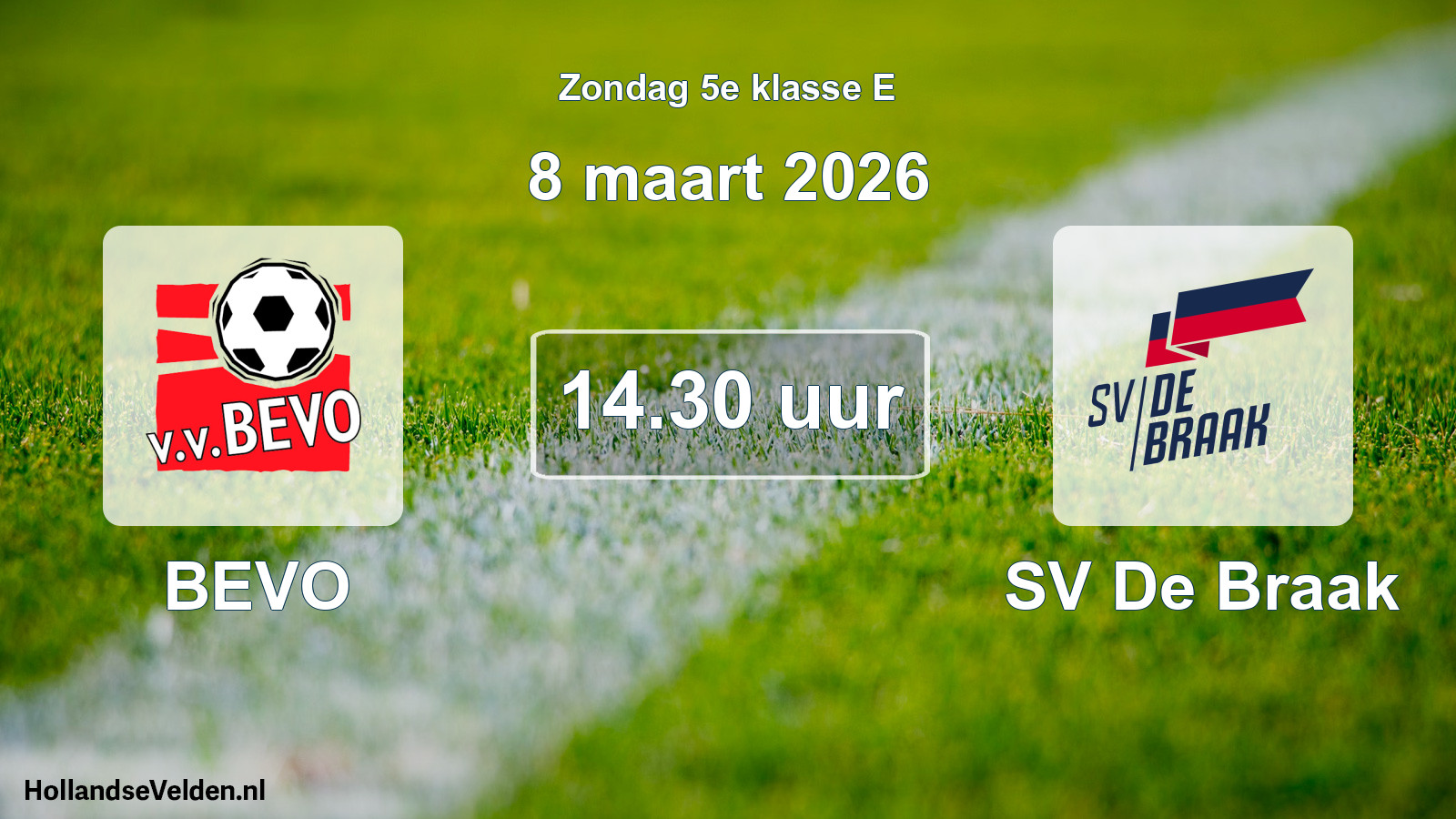 Geplande wedstrijd: BEVO - SV De Braak (8 maart 2026)
