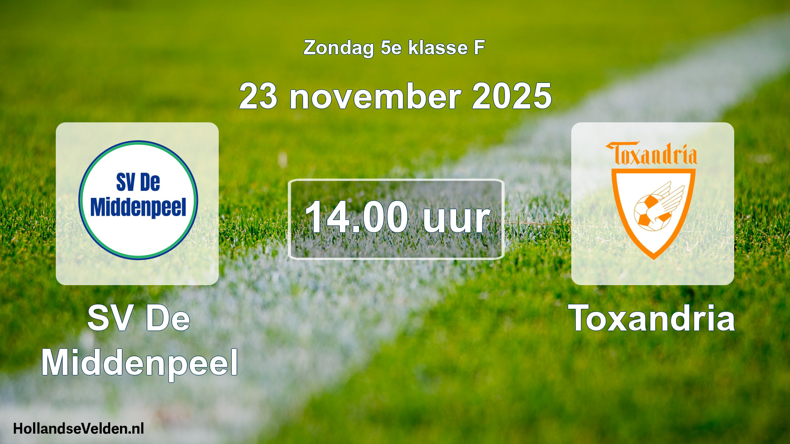 Scheduled Match: SV De Middenpeel - Toxandria (23 November 2025)