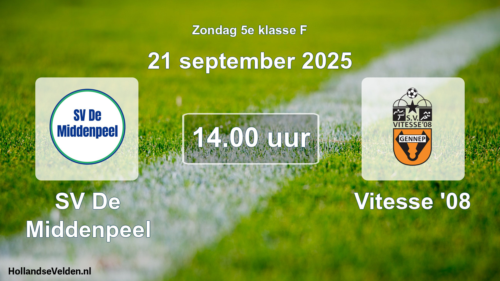 Geplande wedstrijd: SV De Middenpeel - Vitesse '08 (21 september 2025)