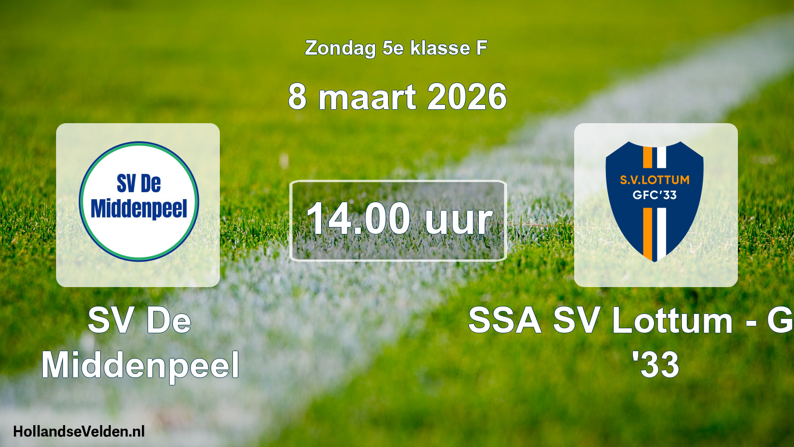 Scheduled Match: SV De Middenpeel - SSA SV Lottum - GFC '33 (8 March 2026)