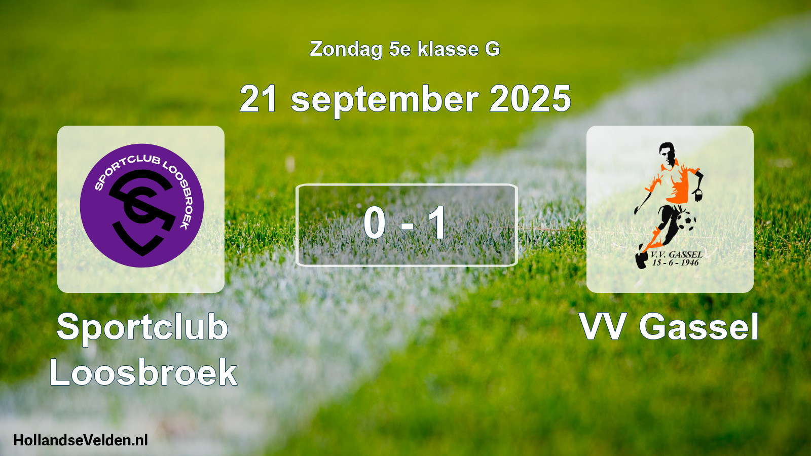 Gespeelde wedstrijd: Sportclub Loosbroek - VV Gassel 0 - 1 (21 september 2025)