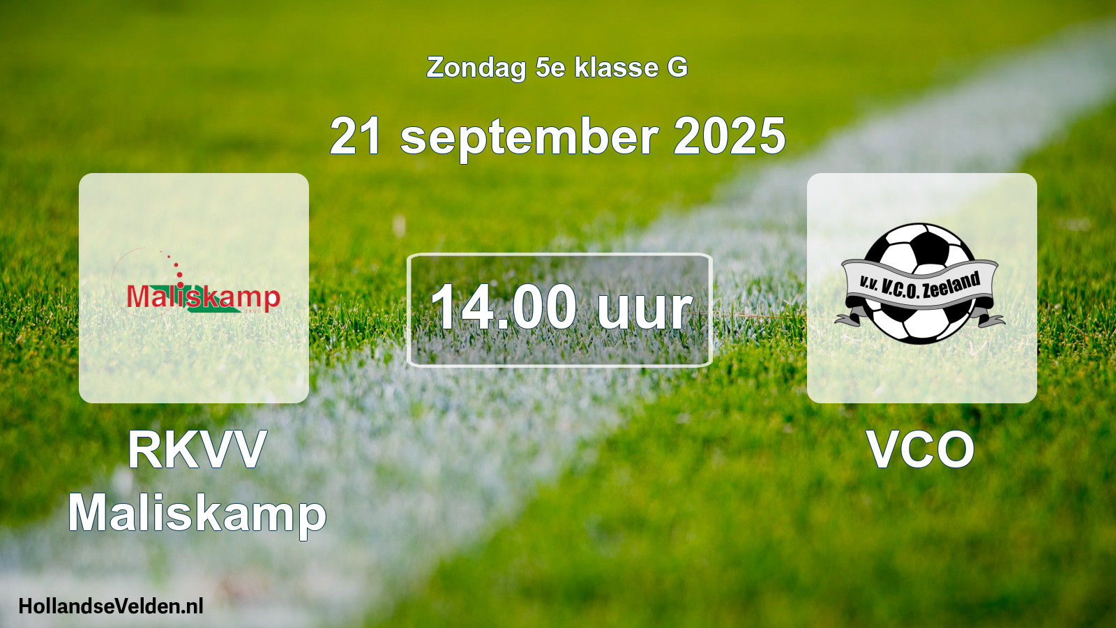 Geplande wedstrijd: RKVV Maliskamp - VCO (21 september 2025)