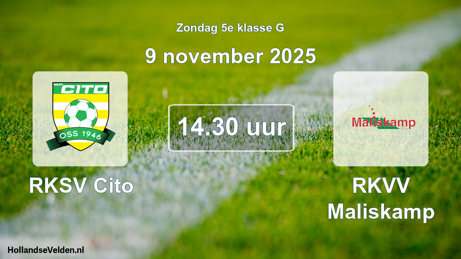 Scheduled Match: RKSV Cito - RKVV Maliskamp (9 November 2025)