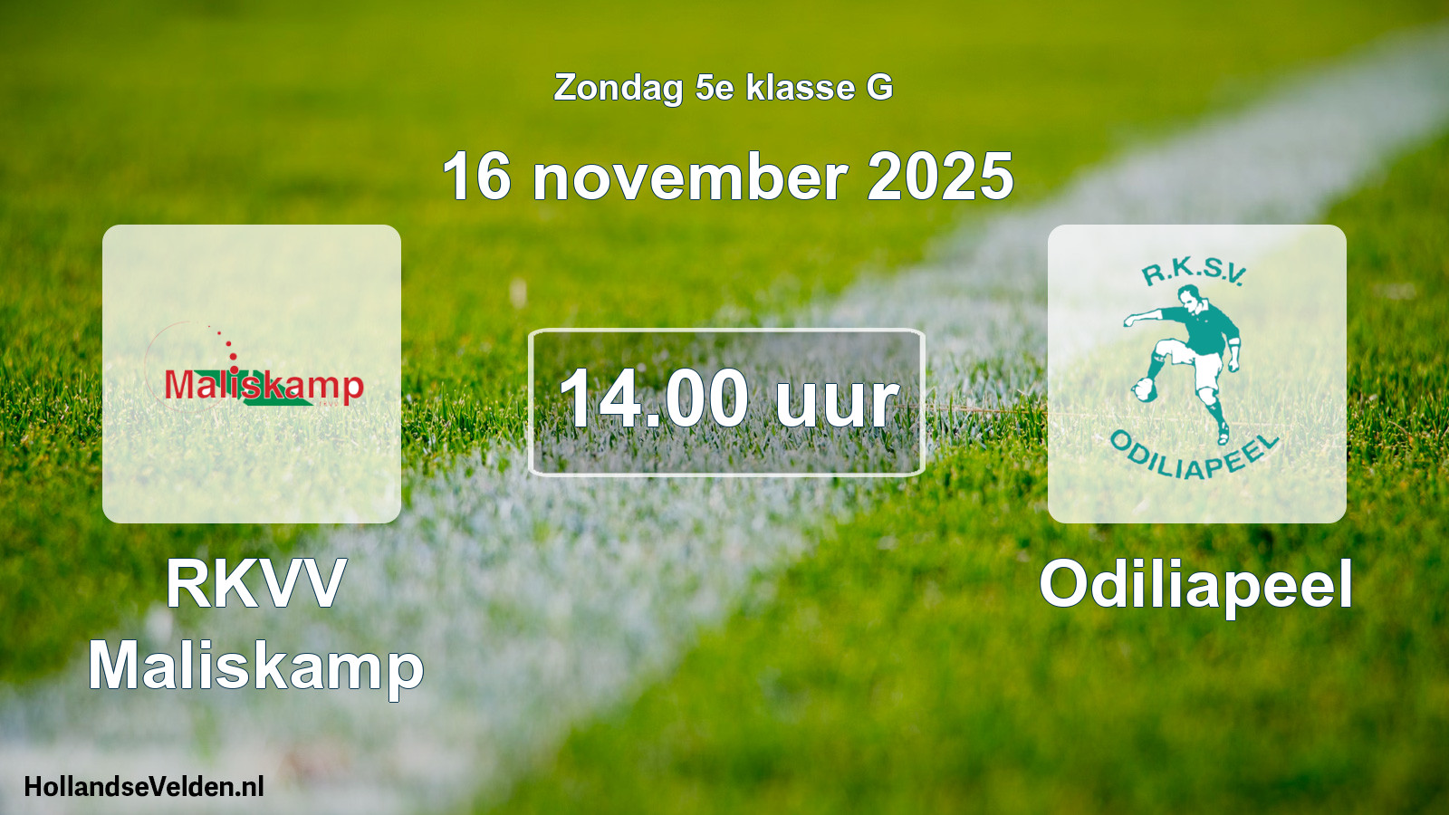 Geplande wedstrijd: RKVV Maliskamp - Odiliapeel (16 november 2025)