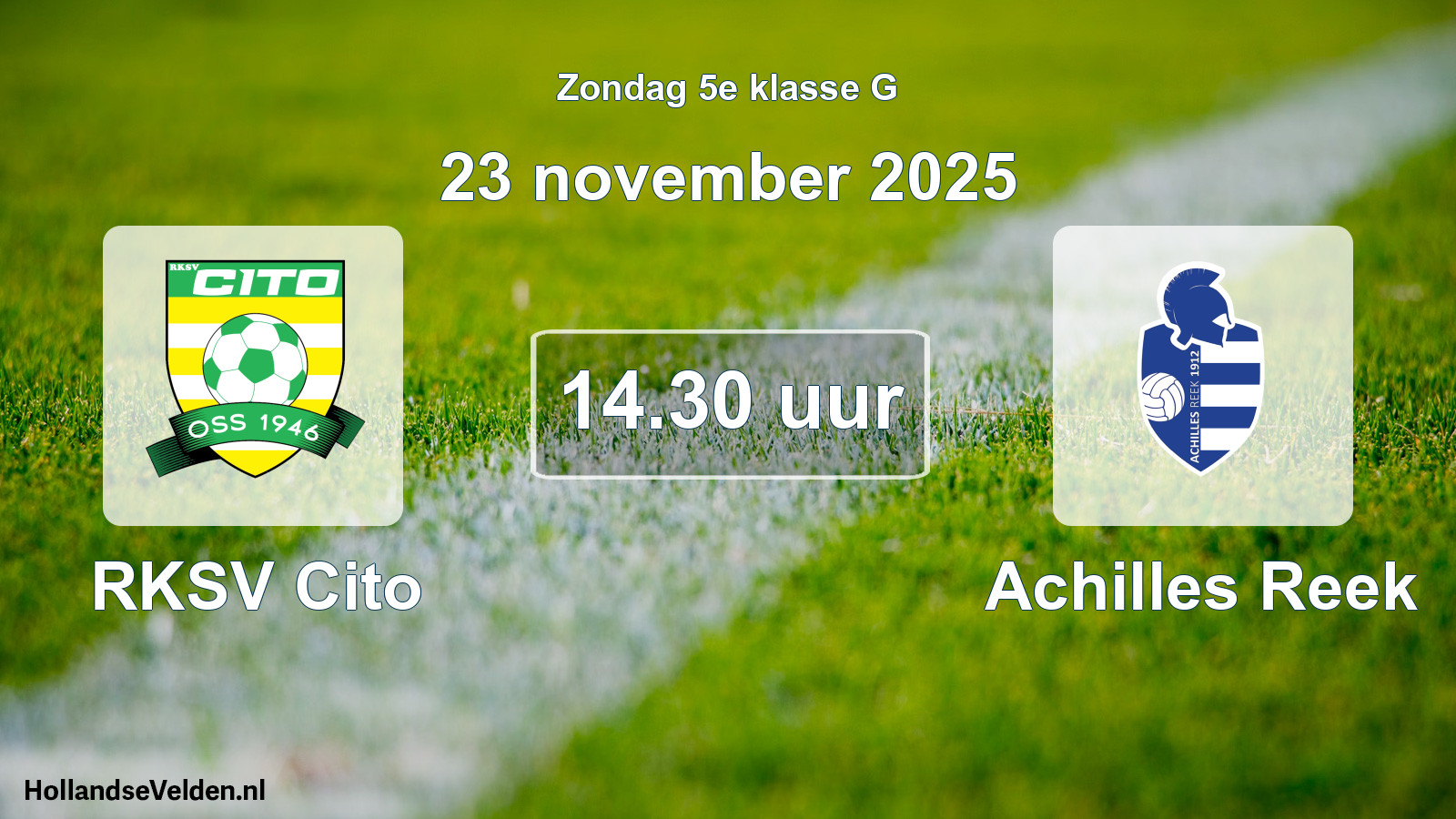 Geplande wedstrijd: RKSV Cito - Achilles Reek (23 november 2025)