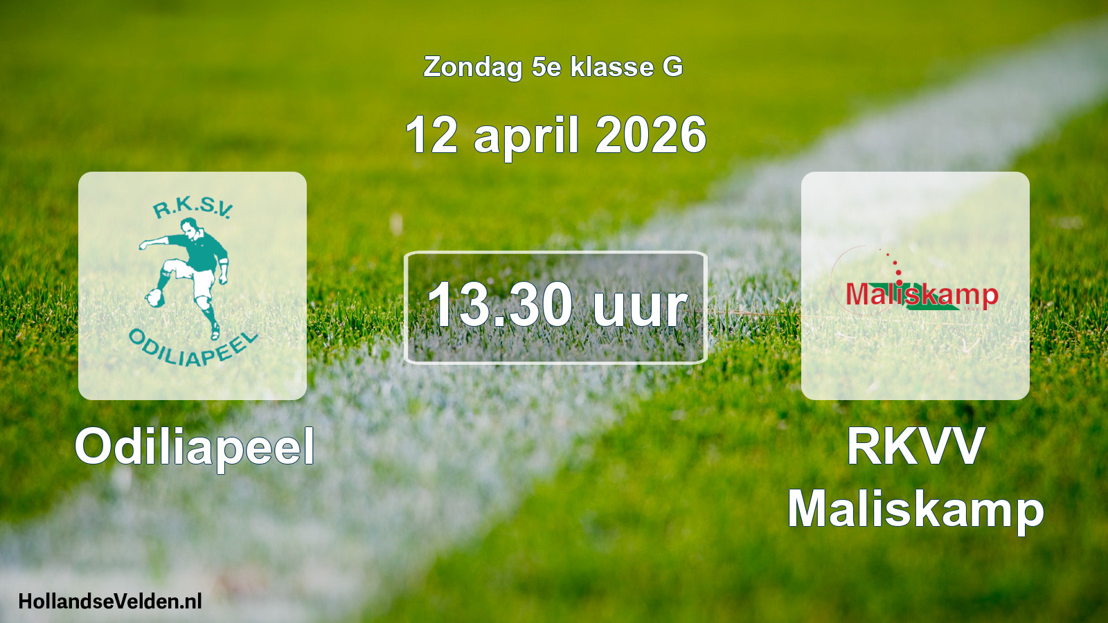 Geplande wedstrijd: Odiliapeel - RKVV Maliskamp (12 april 2026)