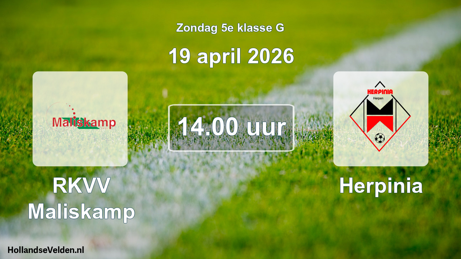Geplande wedstrijd: RKVV Maliskamp - Herpinia (19 april 2026)