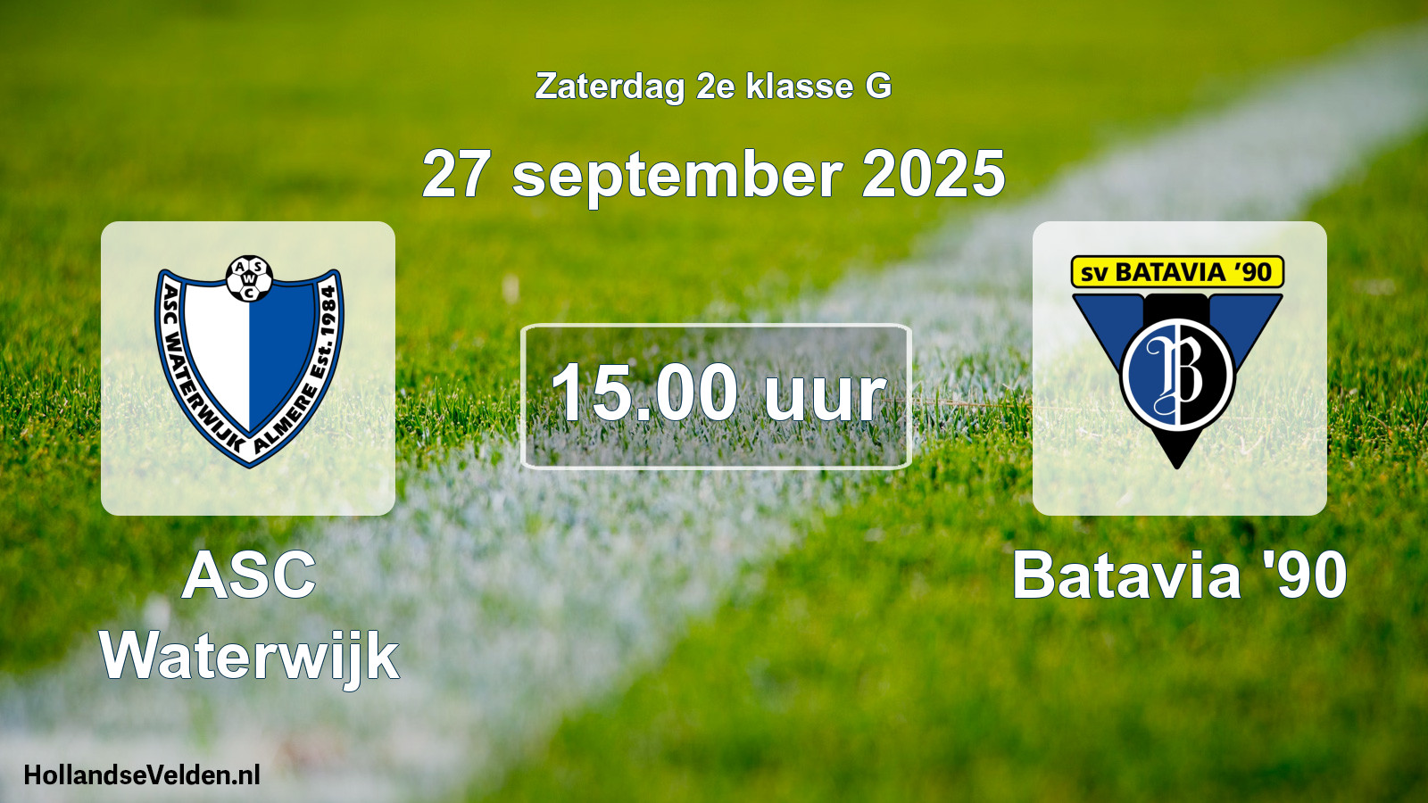 Geplande wedstrijd: ASC Waterwijk - Batavia '90 (27 september 2025)
