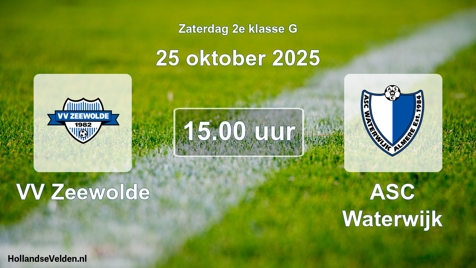 Geplande wedstrijd: VV Zeewolde - ASC Waterwijk (25 oktober 2025)