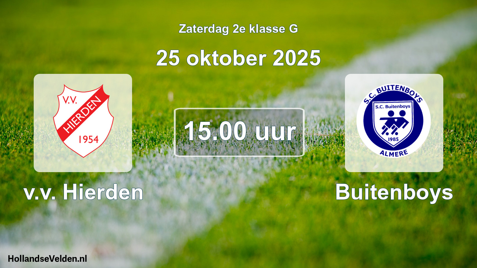 Geplande wedstrijd: v.v. Hierden - Buitenboys (25 oktober 2025)