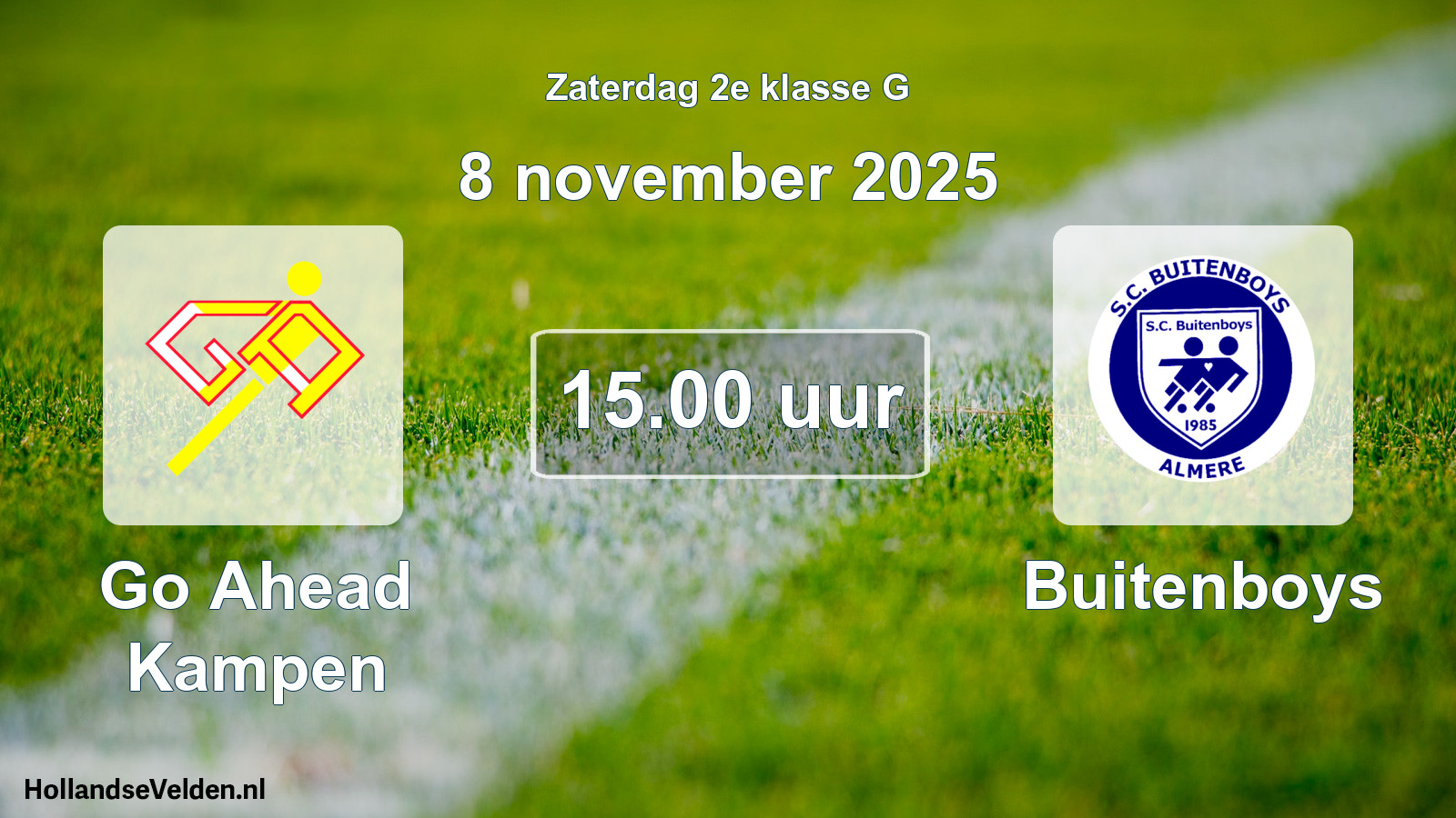 Geplande wedstrijd: Go Ahead Kampen - Buitenboys (8 november 2025)