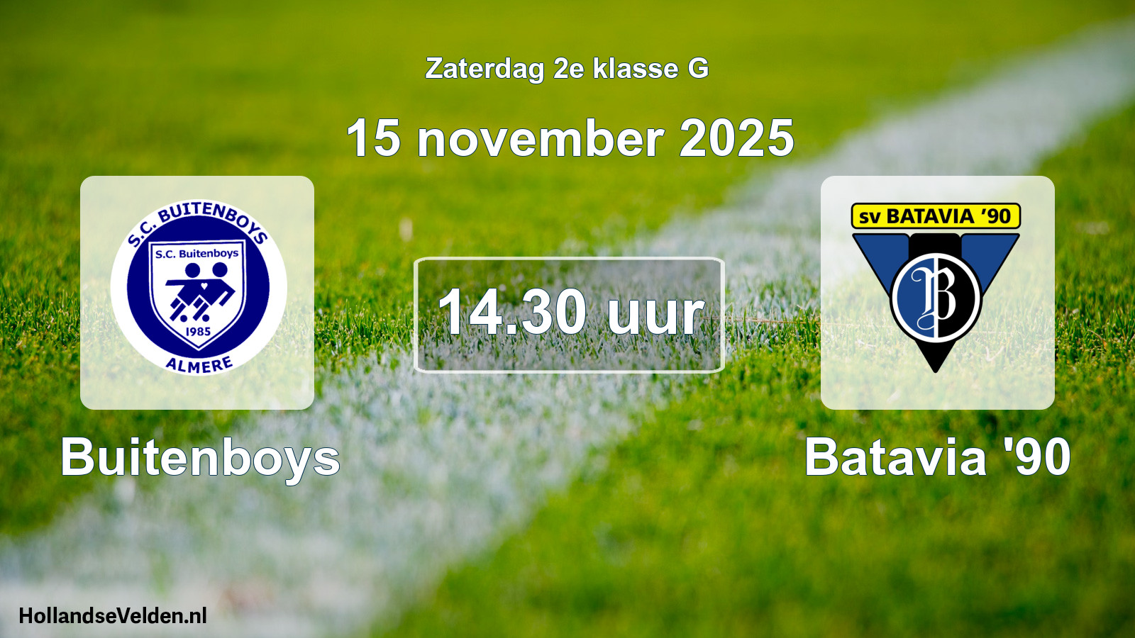 Geplande wedstrijd: Buitenboys - Batavia '90 (15 november 2025)