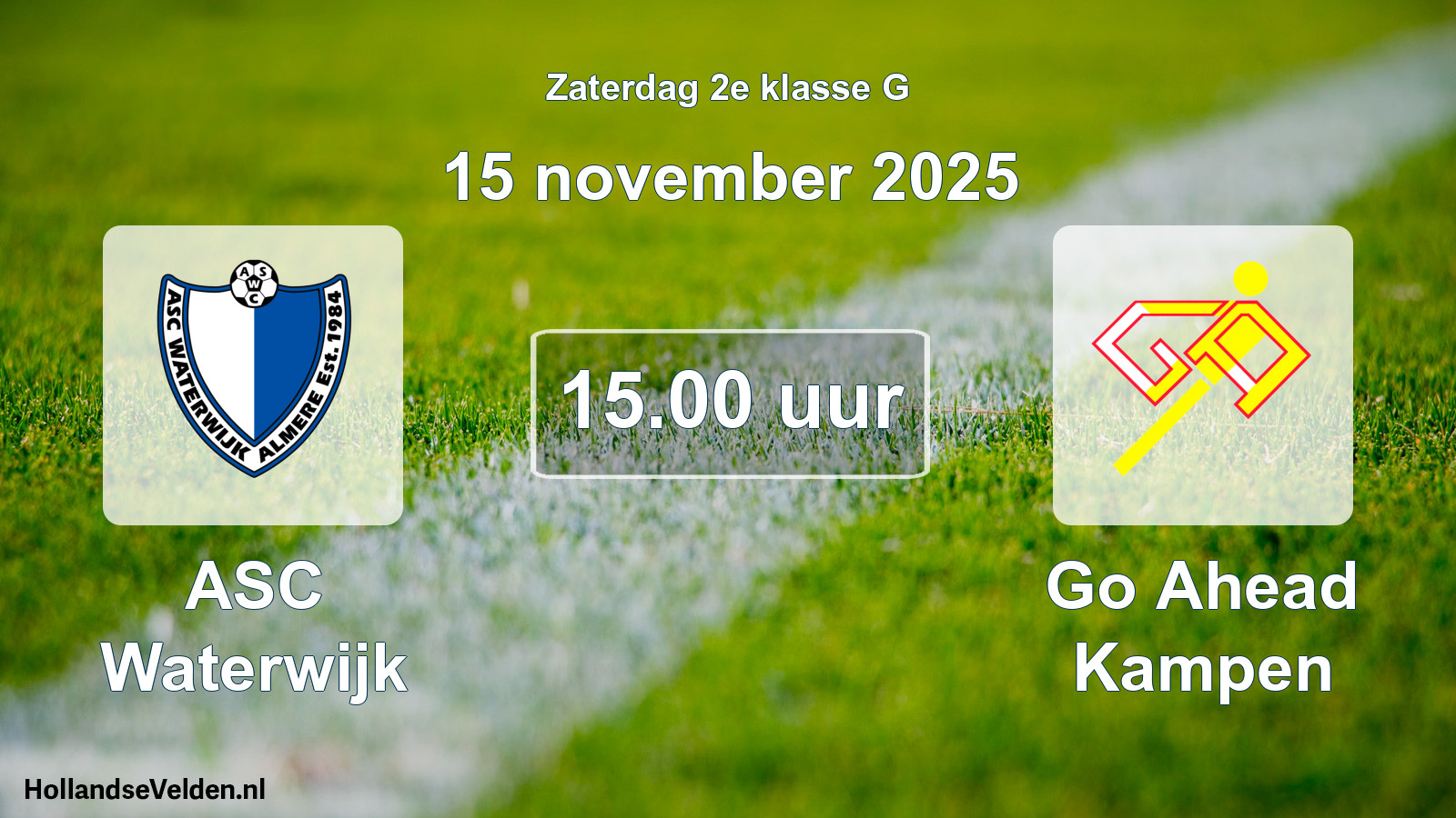 Geplande wedstrijd: ASC Waterwijk - Go Ahead Kampen (15 november 2025)