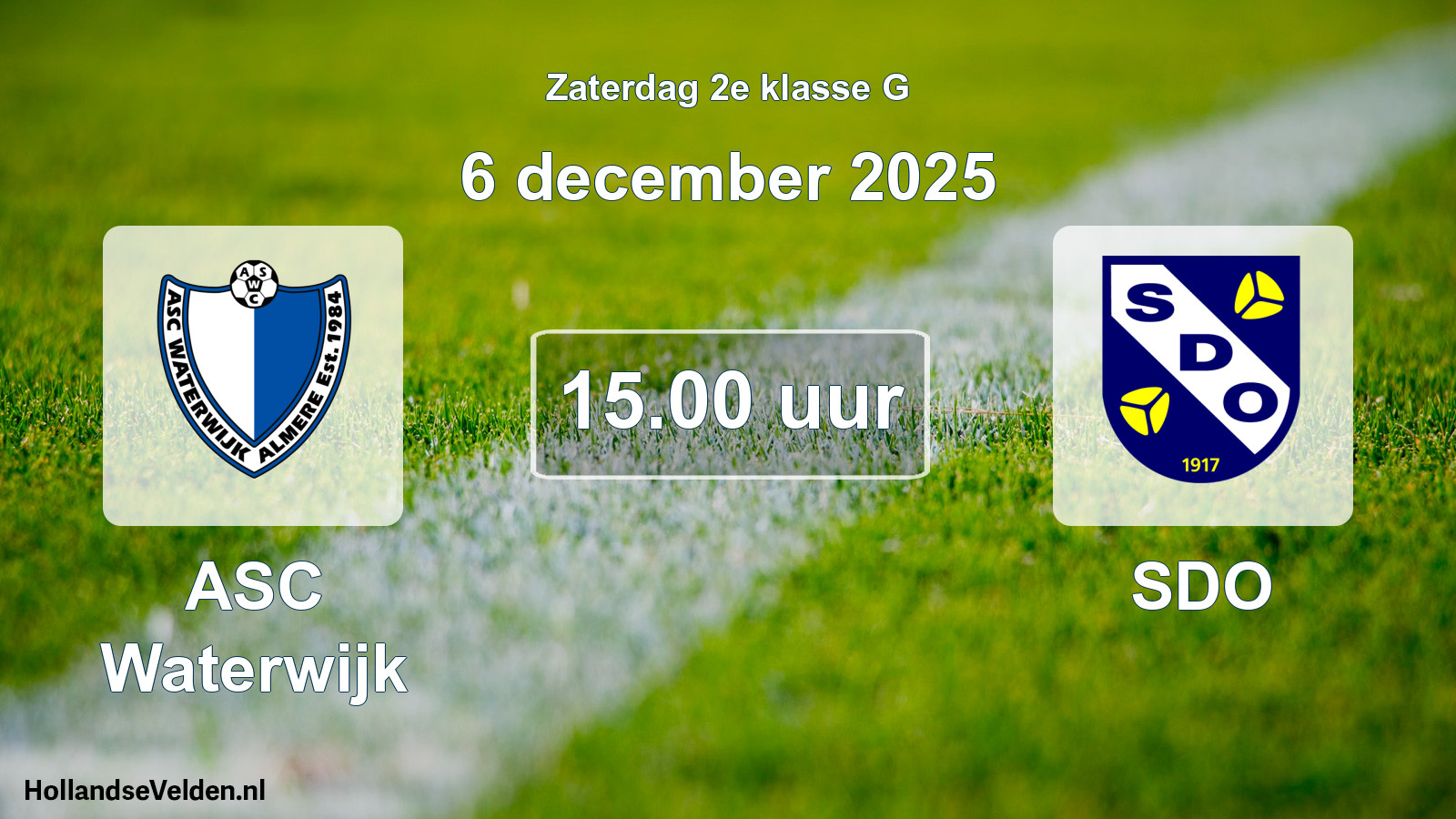 Geplande wedstrijd: ASC Waterwijk - SDO (6 december 2025)