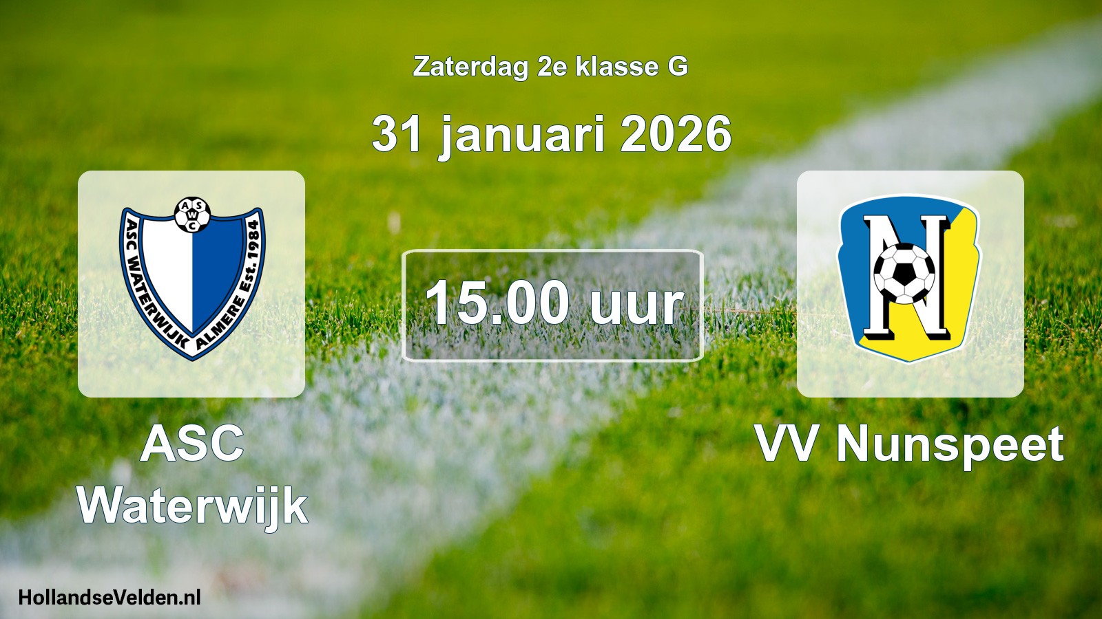 Geplande wedstrijd: ASC Waterwijk - VV Nunspeet (31 januari 2026)