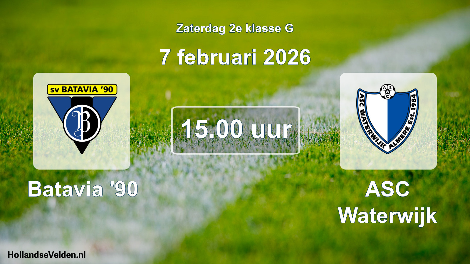 Geplande wedstrijd: Batavia '90 - ASC Waterwijk (7 februari 2026)