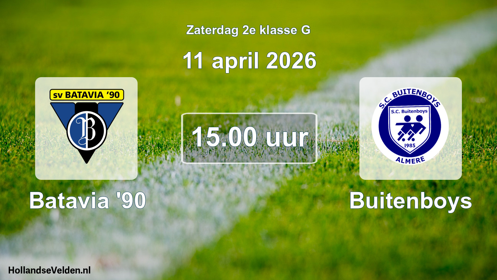 Geplande wedstrijd: Batavia '90 - Buitenboys (11 april 2026)