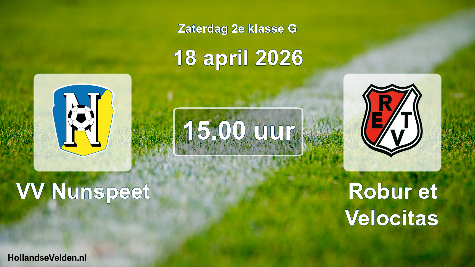 Scheduled Match: VV Nunspeet - Robur et Velocitas (18 April 2026)