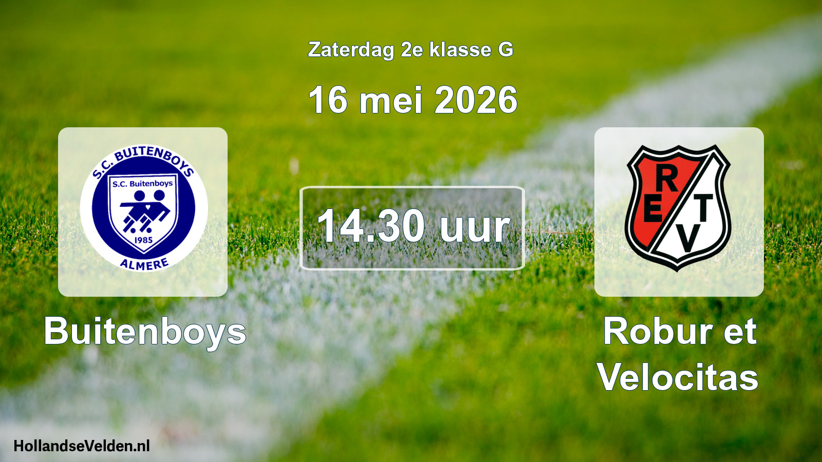 Geplande wedstrijd: Buitenboys - Robur et Velocitas (16 mei 2026)