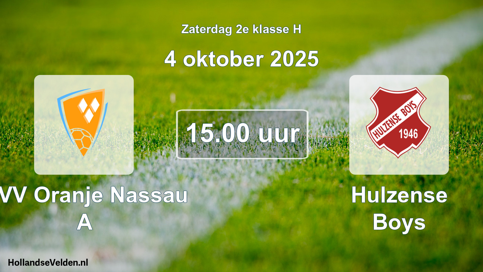 Scheduled Match: CVV Oranje Nassau A - Hulzense Boys (4 October 2025)