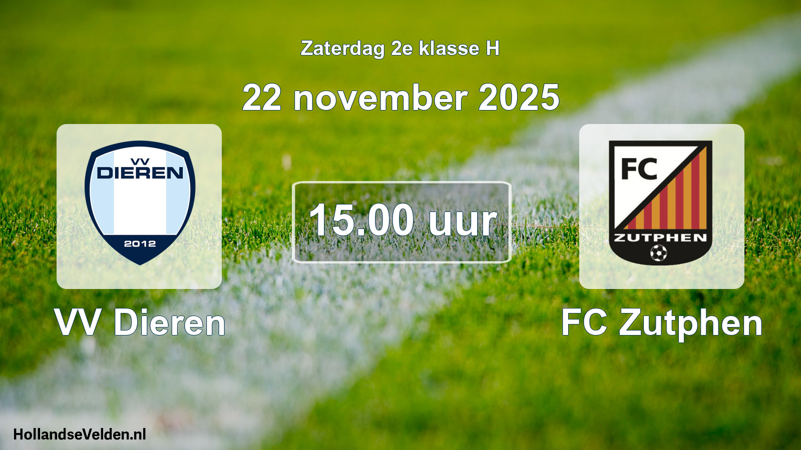 Scheduled Match: VV Dieren - FC Zutphen (22 November 2025)