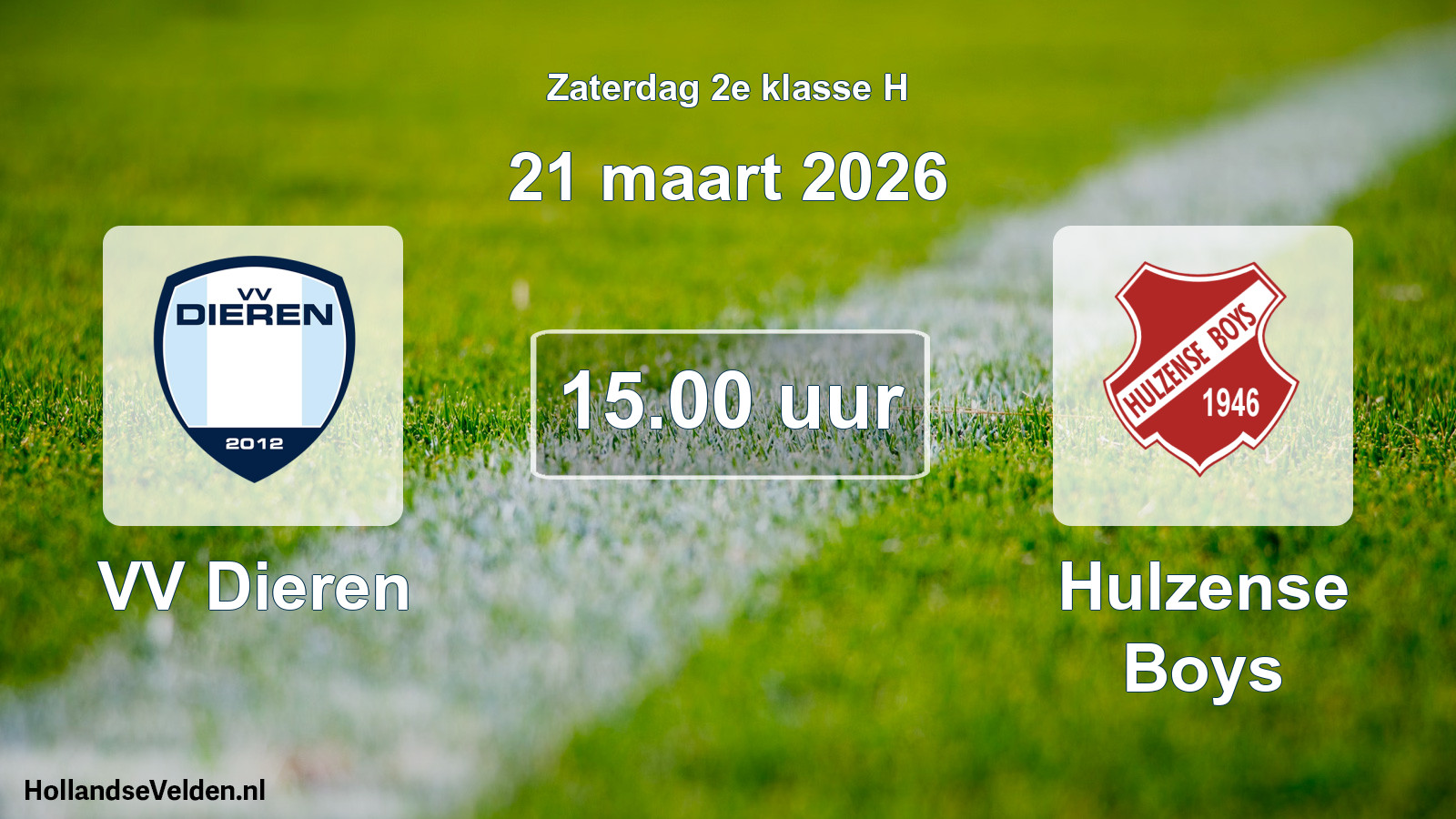 Geplande wedstrijd: VV Dieren - Hulzense Boys (21 maart 2026)