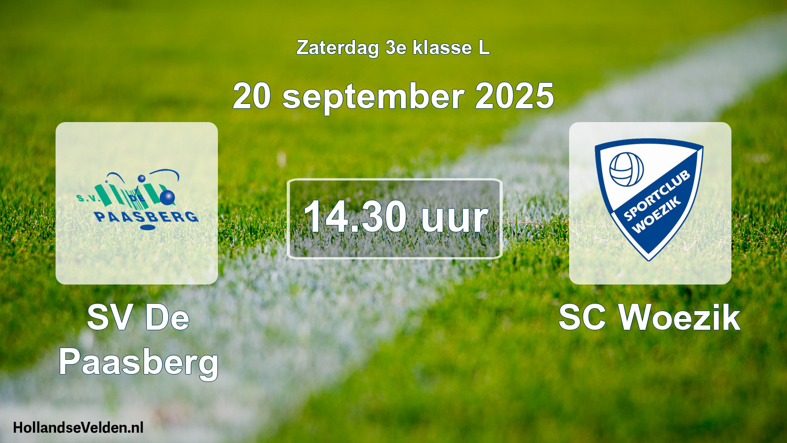 Geplande wedstrijd: SV De Paasberg - SC Woezik (20 september 2025)