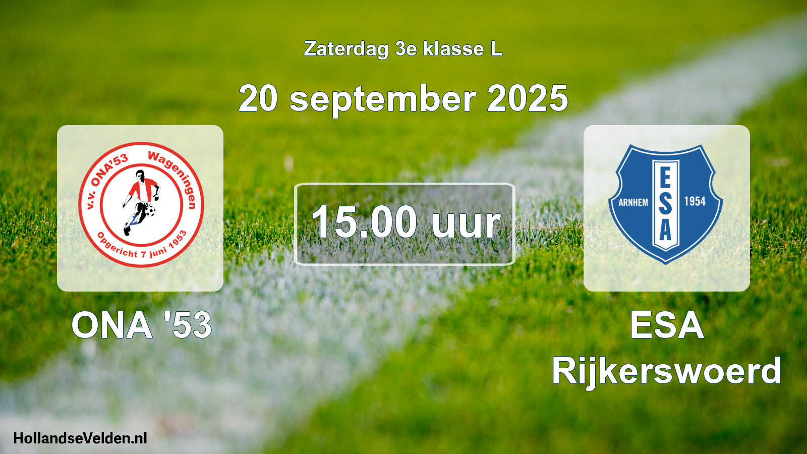 Geplande wedstrijd: ONA '53 - ESA Rijkerswoerd (20 september 2025)