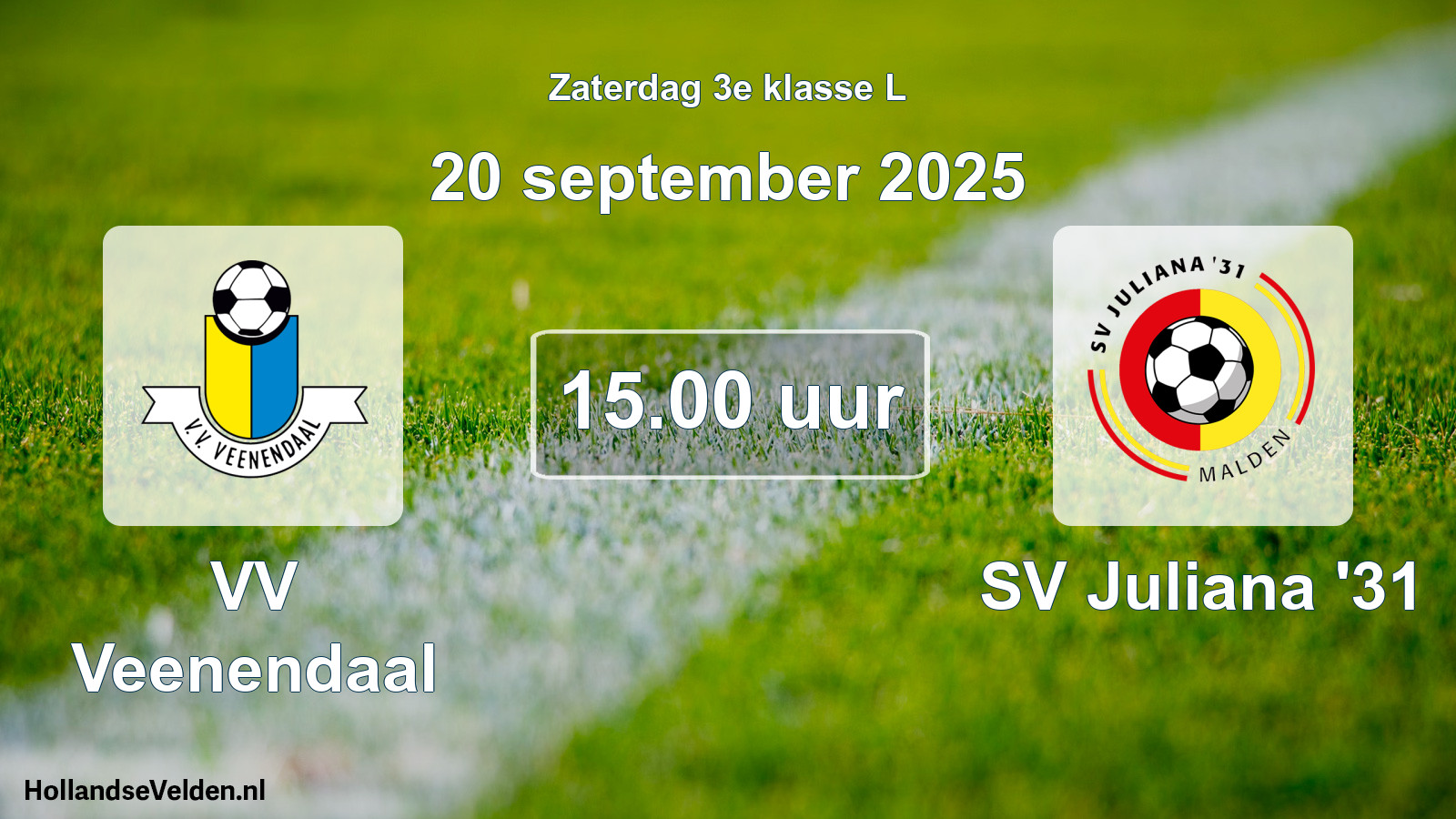 Geplande wedstrijd: VV Veenendaal - SV Juliana '31 (20 september 2025)