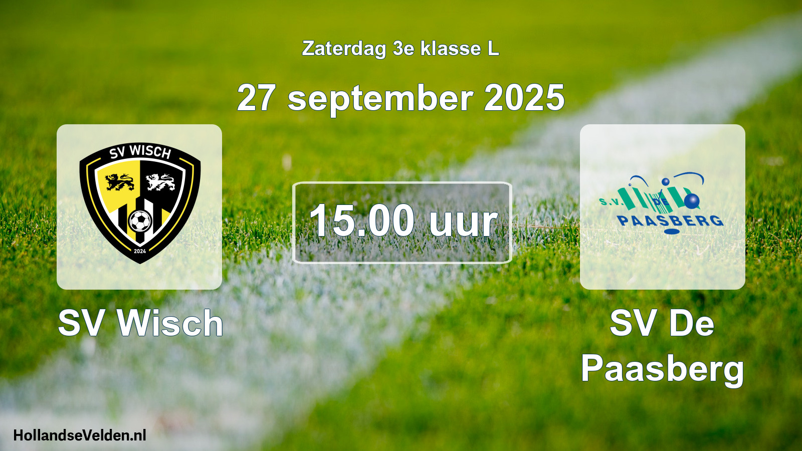 Geplande wedstrijd: SV Wisch - SV De Paasberg (27 september 2025)